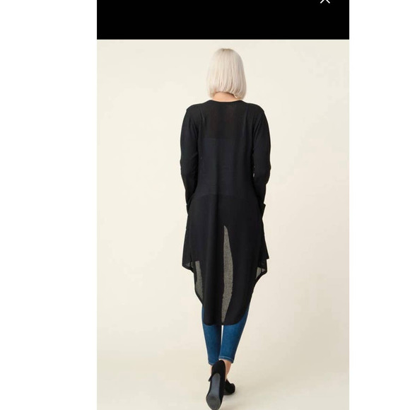 Follow Me Open Front Long Sleeve Rib Pocket Cardigan - Picture 2 of 3